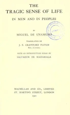 Portada del libro Del sentimiento trágico de la vida