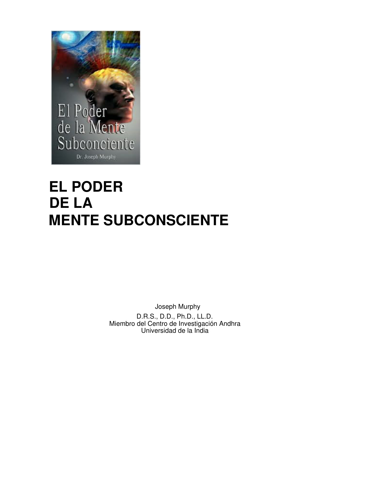 Portada del libro El Poder de la Mente Subsconsciente