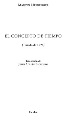 Portada del libro El Concepto de Tiempo