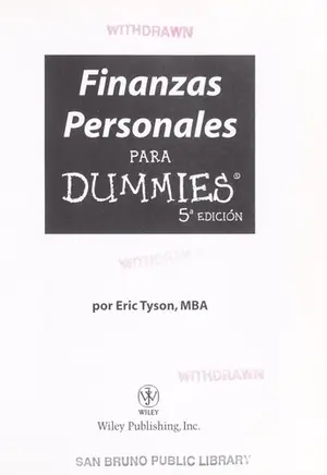 Portada del libro Finanzas personales para dummies